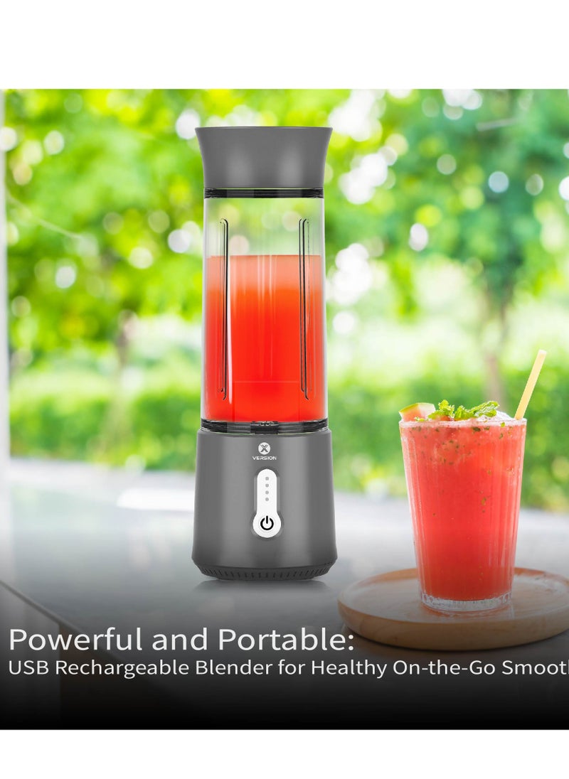 XVersion Portable Blender 500ML, Smoothie Blender, Portable Juicer Blender Smoothie Maker, Mini blender, High Speed 6-Blades for Office,Gym,Outdoor,Home,Travel,Baby Food Blender - Gray  - Image 2