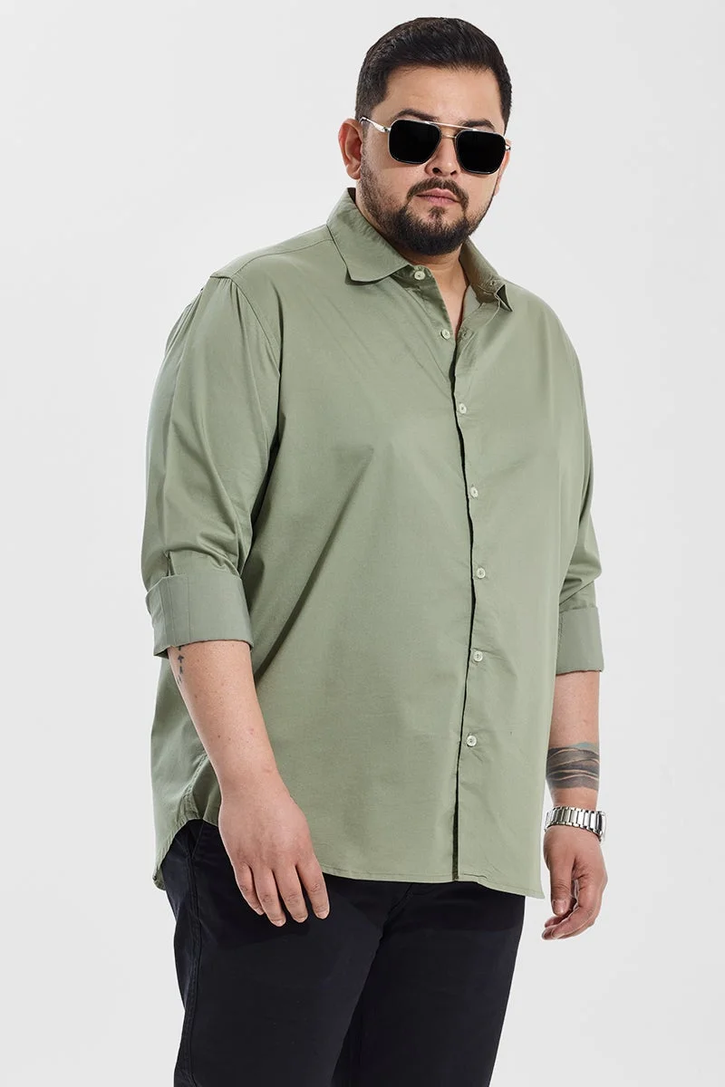 SNITCH Sage Green Regular Fit Plus Size Shirt