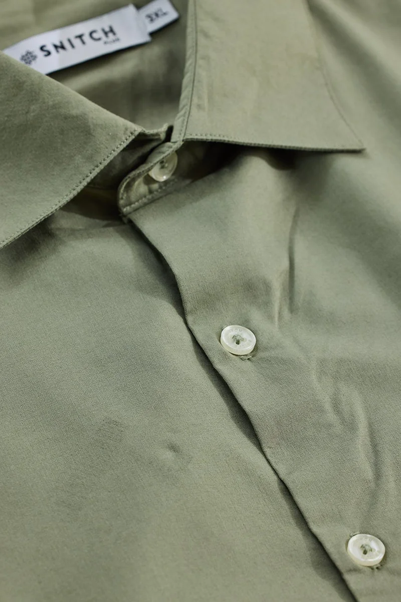 SNITCH Sage Green Regular Fit Plus Size Shirt