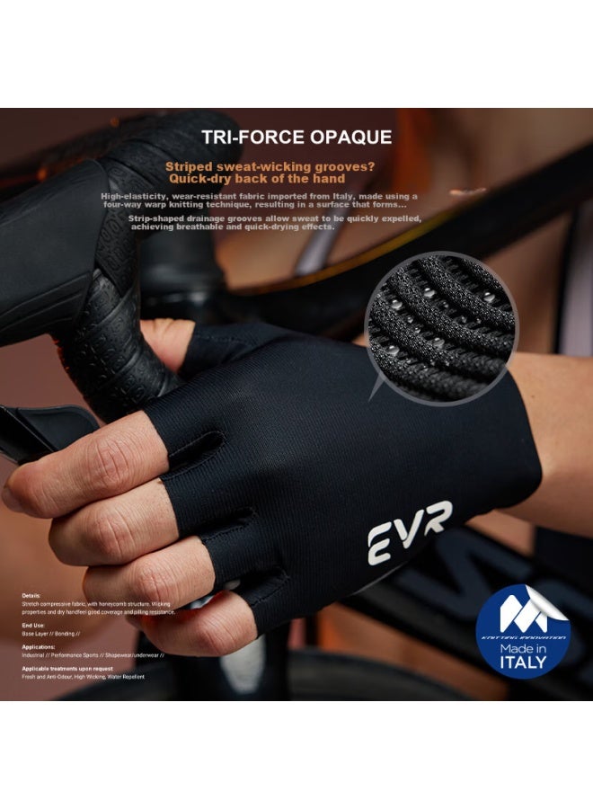 Evr Double Arrow Cycling Gloves Miti Fabric Half Finger Summer Shock Absorption Short Finger Gray S - Image 2