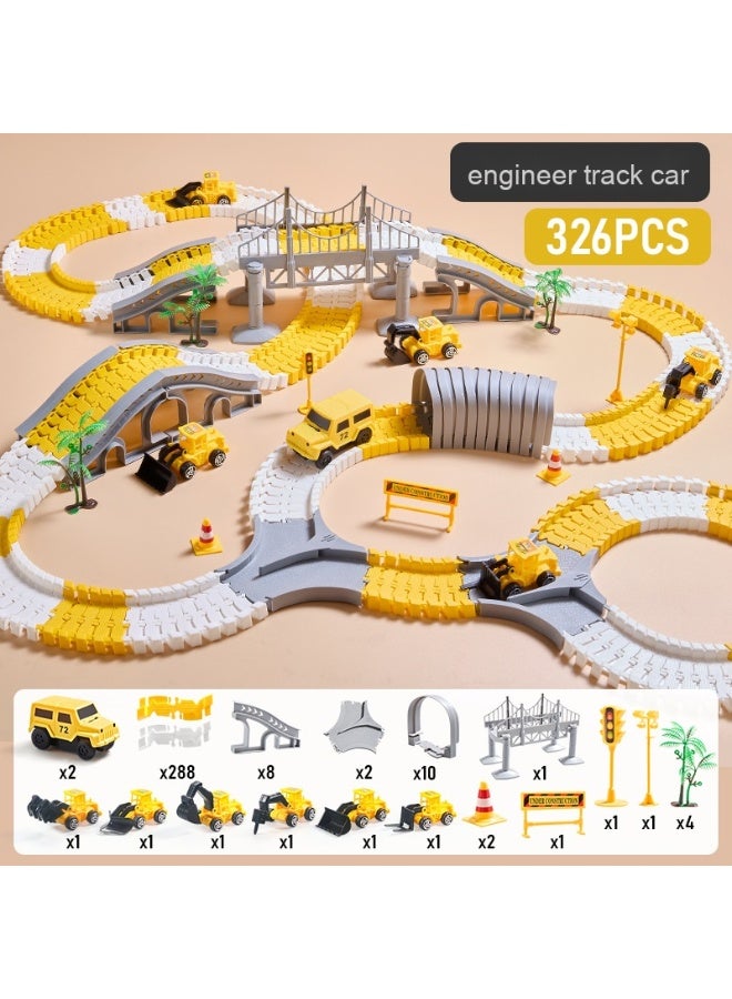 DIY kids Children's electric track car toys electric engineering car changeable DIY assembly track boy educational toys