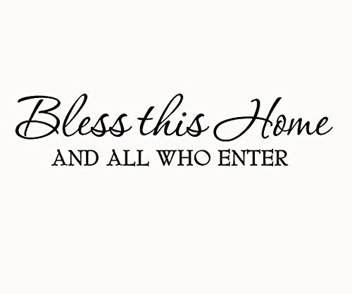 VWAQ Bless This Home and All Who Enter Wall Decals Quotes Religious Sayings Vinyl Wall Art Decor Home Blessing - Image 3