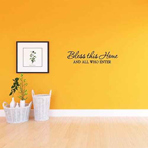 VWAQ Bless This Home and All Who Enter Wall Decals Quotes Religious Sayings Vinyl Wall Art Decor Home Blessing - Image 2