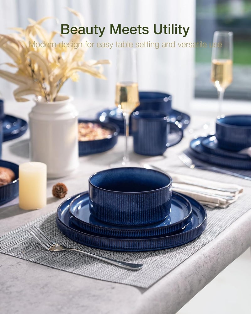 Famiware Star Dinnerware Set for 4, 12 Piece Dish Set in Nebulas Blue - Image 2
