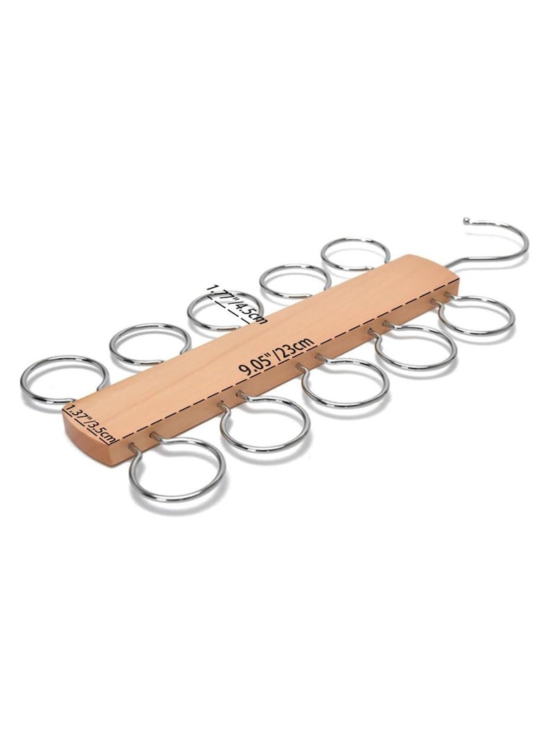 Excefore Scarf Holder, Tie Hanger Scarf Rack, Space Saving Hangers with 10 Loops, Saving Hanger for Scarves, Shawl, Belts & Accessories (Wood Color) - Image 2