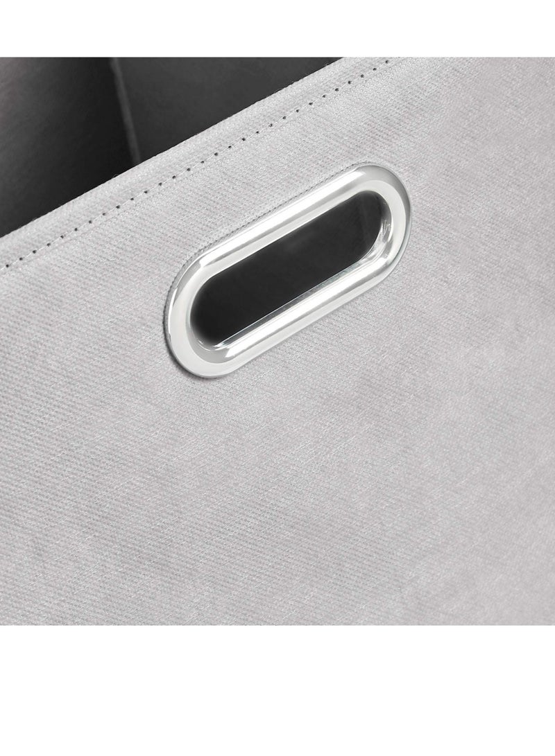 Collapsible Fabric Storage Cubes with Oval Grommets 6-Pack Light GreyC - Image 3