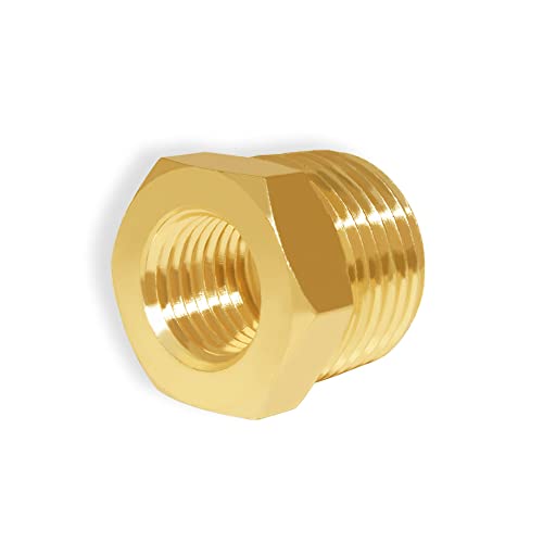 Hooshing 6PCS Brass Reducer Hex Bushing 1/2" NPT Male x 1/8" NPT Female Threaded Pipe Fitting Adapter - Image 3