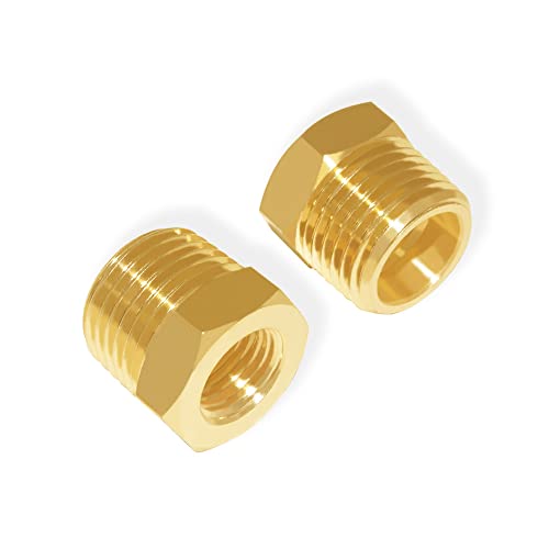 Hooshing 6PCS Brass Reducer Hex Bushing 1/2" NPT Male x 1/8" NPT Female Threaded Pipe Fitting Adapter - Image 5