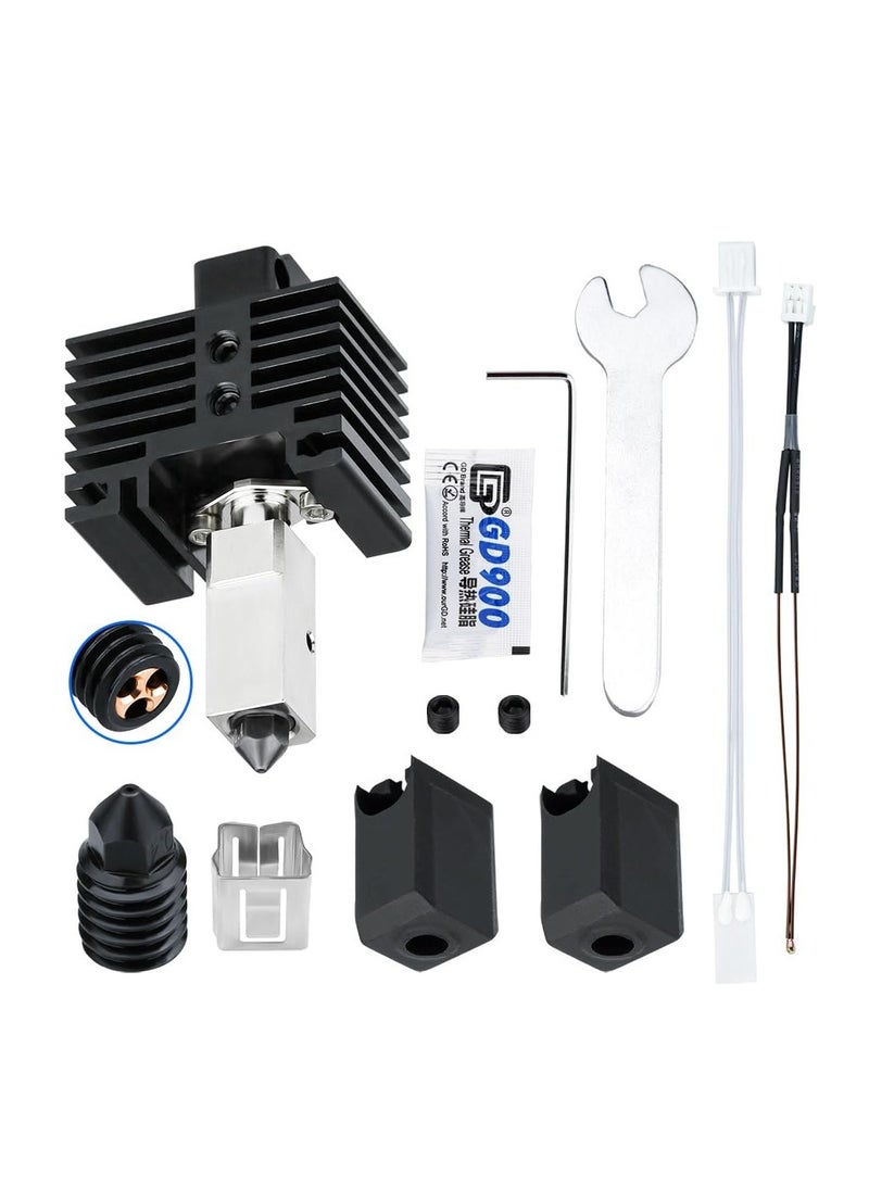 فوهة فولاذية مقاومة لدرجات الحرارة العالية، متوافقة مع طابعات Bambulab X1 و P1P 3D حتى 500 درجة مئوية، تشمل كتلة سخان نحاسية وفوهة نحاسية بقطر 0.4 مم - Image 1