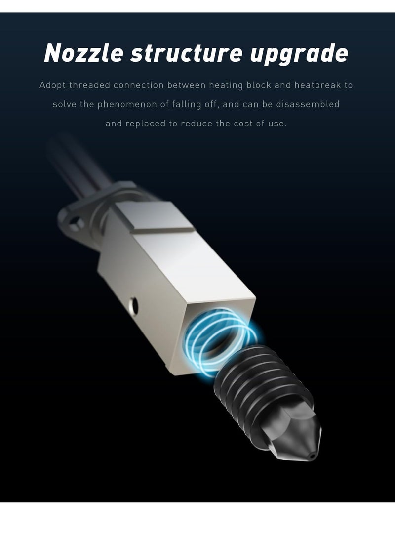 فوهة فولاذية مقاومة لدرجات الحرارة العالية، متوافقة مع طابعات Bambulab X1 و P1P 3D حتى 500 درجة مئوية، تشمل كتلة سخان نحاسية وفوهة نحاسية بقطر 0.4 مم - Image 5