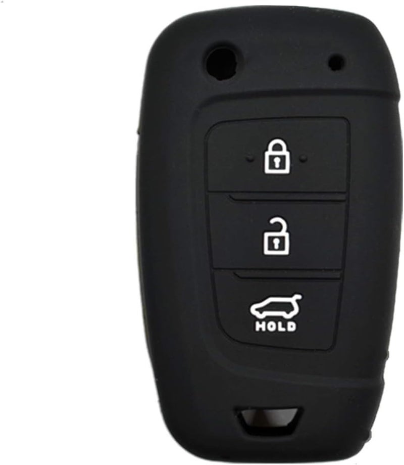 Arooma 3 Buttons Silicone Flip Key Fob Shell Cover Case for Hyundai Veloster Palisade I30 Accent Kona Santa Fe Tucson Venue, Remote Protection Case Black - Image 2