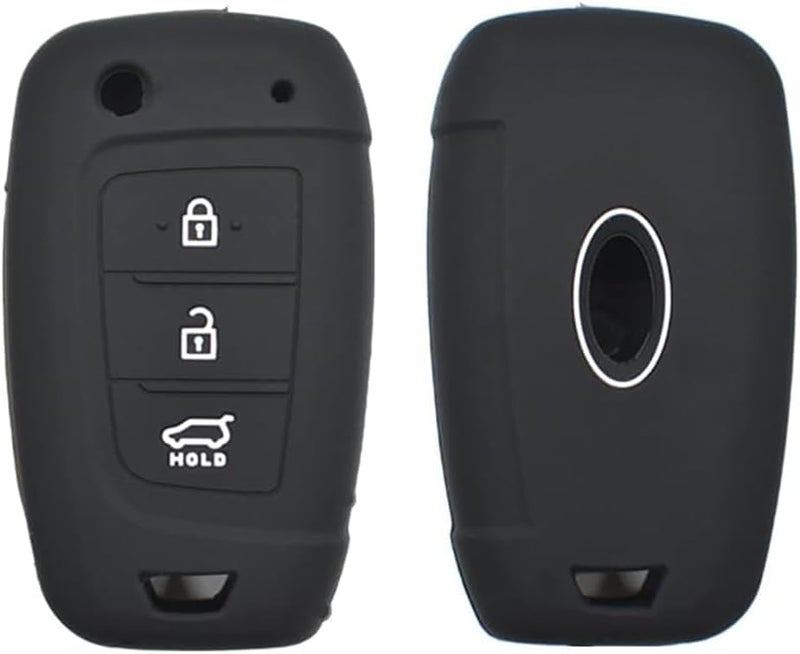 Arooma 3 Buttons Silicone Flip Key Fob Shell Cover Case for Hyundai Veloster Palisade I30 Accent Kona Santa Fe Tucson Venue, Remote Protection Case Black - Image 1