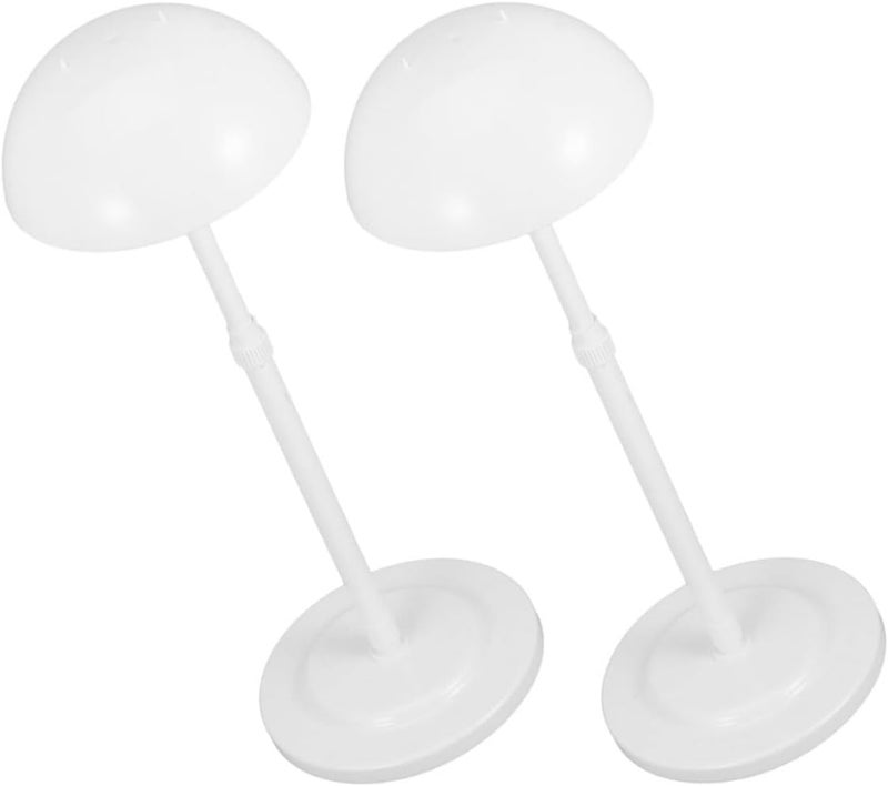 LABRIMP Adjustable Height Wig Display Stand Pair Portable Wig Holder Rack White Suitable for and Storage - Image 1