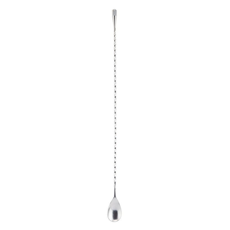 Viski Stainless Steel Weighted Barspoon, Japanese Style Twisted Stem Handle, Teardrop Weight,Silver - Image 1