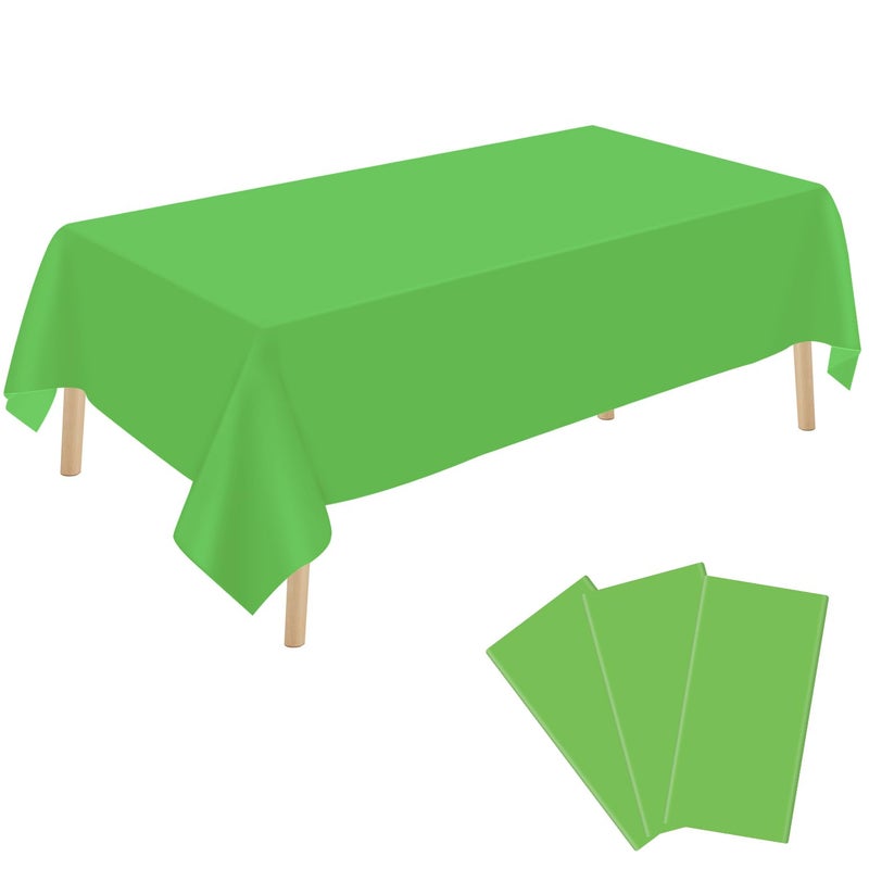 YSYJ 3 Pack Lime Green Plastic Tablecloth Disposable Rectangular Table Cloth 54 x 108 Inch Table Cover for Parties - Image 1