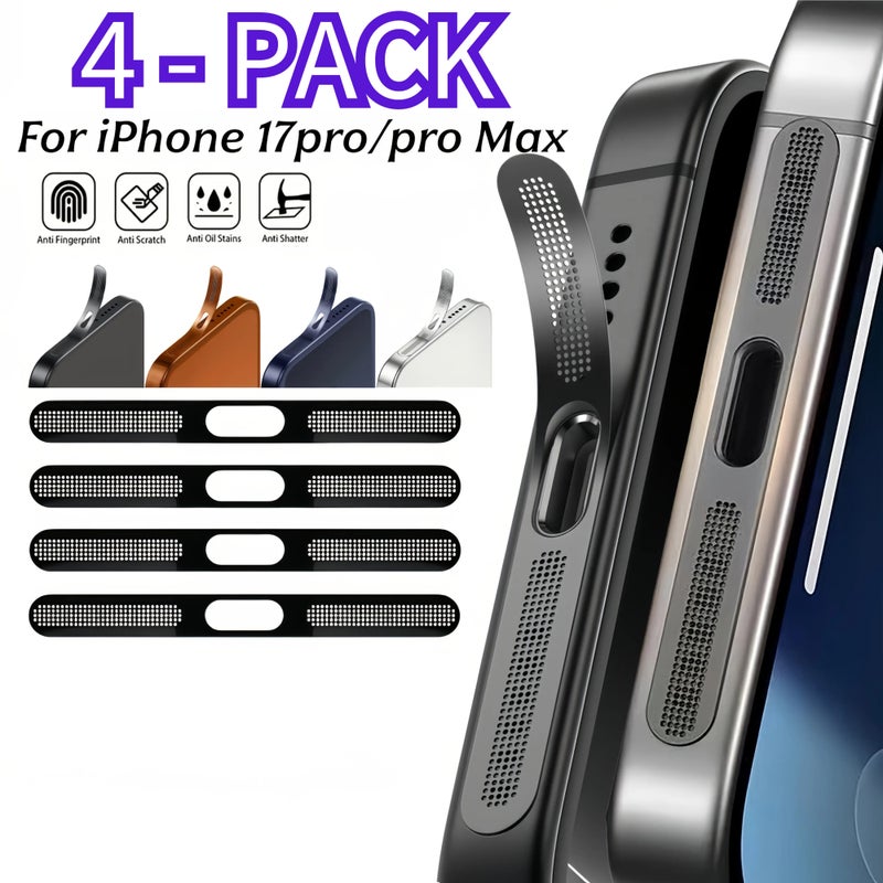 Silvery Metal Speaker Mesh Dust Proof Cover for iPhone 17 Pro Max 4 Pack - Image 1