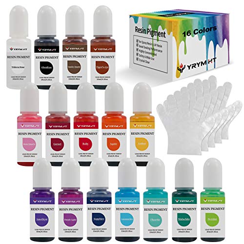 YRYM HT Epoxy Resin Pigment - 16 Colors Non-Toxic Epoxy Resin Color Pigment for Coloring, Concentrated Resin Dye for Jewelry Making, Art, Paint, Crafts - 0.35oz/10ml Each - Image 1