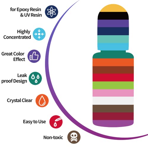 YRYM HT Epoxy Resin Pigment - 16 Colors Non-Toxic Epoxy Resin Color Pigment for Coloring, Concentrated Resin Dye for Jewelry Making, Art, Paint, Crafts - 0.35oz/10ml Each - Image 4