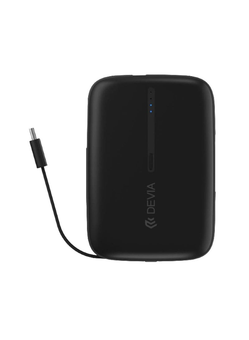 MP30B Kintone Series Built-in Dual Cable Power Bank 10000mAh Support three devices charging at same time - Black