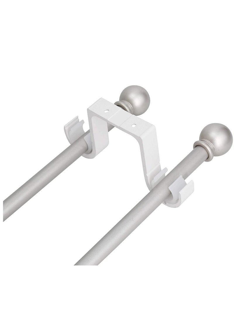 KASTWAVE Curtain Rod Brackets 2 Pcs Double Curtain Rod Ceiling Holder with Heavy Duty Metal Curtain Pole Holder Ceiling Bothway Decorate for Multiple Style Curtain  - Image 2