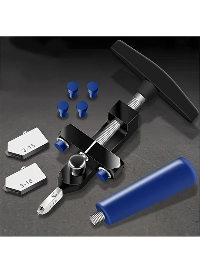 1 Piece Manual Glass Tile Cutter 2 In 1 Golden With Diamond Wheel Adjustable Metal Base And Clamp Lightweight Portable Design Ergonomic Handle Sturdy Frame Blue Screw For Diy And Professional Tile Cutting Compact Tile Cutting Tool Precision Hand Tool For Construction Workers - Image 4
