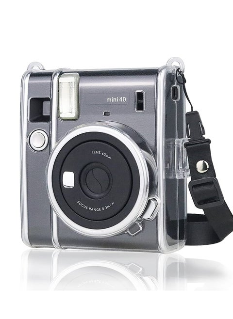Ransparent Case, Crystal Hard PVC Clear Case with Shoulder Strap, Protective Case Clear Compatible with Fujifilm Instax Mini 40 Instant Camera/Polaroid Mini 40 Camera