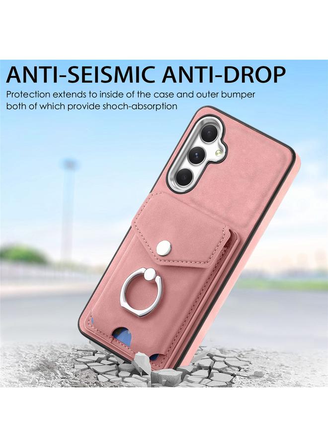 اس-توب جراب لهاتف Samsung Galaxy A54 5G مصنوع من الجلد المطلي بالكهرباء مع حلقة للبطاقات ومحفظة هاتف - Image 2