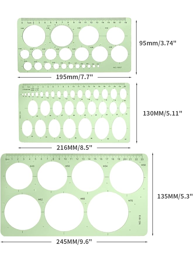 إيروريكس قوالب قرطاسية على شكل دوائر وبيضاوي للمكتب والمدرسة قالب قياس بلاستيكي مسطرة هندسية - Image 4