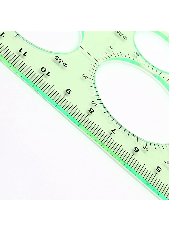 إيروريكس قوالب قرطاسية على شكل دوائر وبيضاوي للمكتب والمدرسة قالب قياس بلاستيكي مسطرة هندسية - Image 2