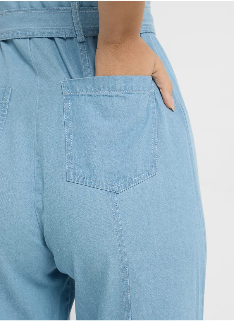 MANGO Belted Jumpsuit