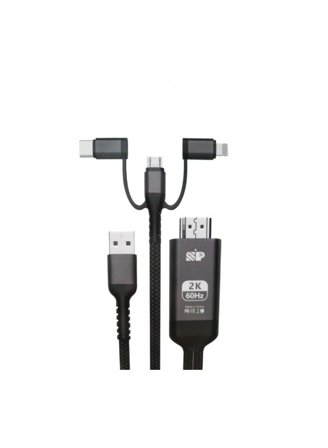 SP 3in1 HD screen cable cut-resistant fabric, compatible with iPhone, iPad, and Android devices - Image 3