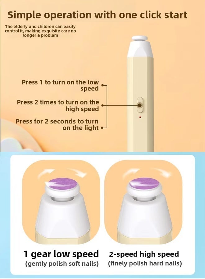 Aissiora Baby Electric Nail Grinder Set   Electric Nail Clipper   Baby Nail Care Set   With Soft Light Night Light   6 Multi-Function Grinding Heads   Magnetic Storage Box - Image 5