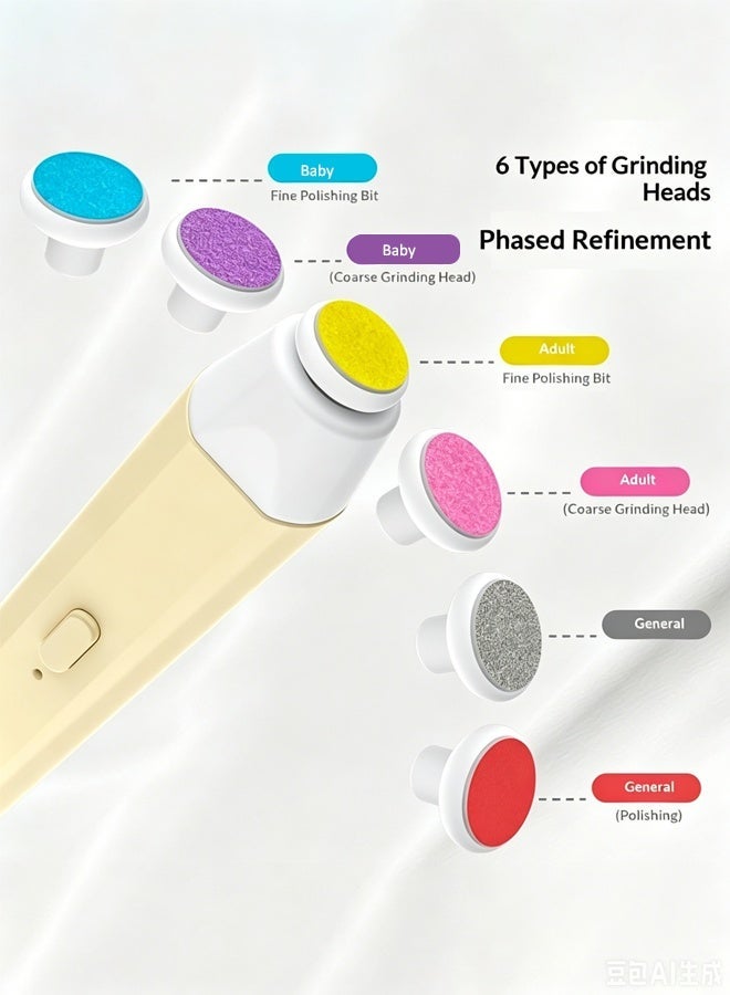 Aissiora Baby Electric Nail Grinder Set   Electric Nail Clipper   Baby Nail Care Set   With Soft Light Night Light   6 Multi-Function Grinding Heads   Magnetic Storage Box - Image 4