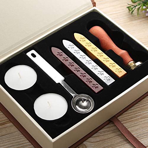 Mingting Wax Seal Stamp Kit,Mingting Classical Old-Fashioned Antique Wax Stamp Seal Kit Initial Letters Alphabet Set Gift Box with Vintage Wooden Handle and Brass Color Head(N) - Image 3