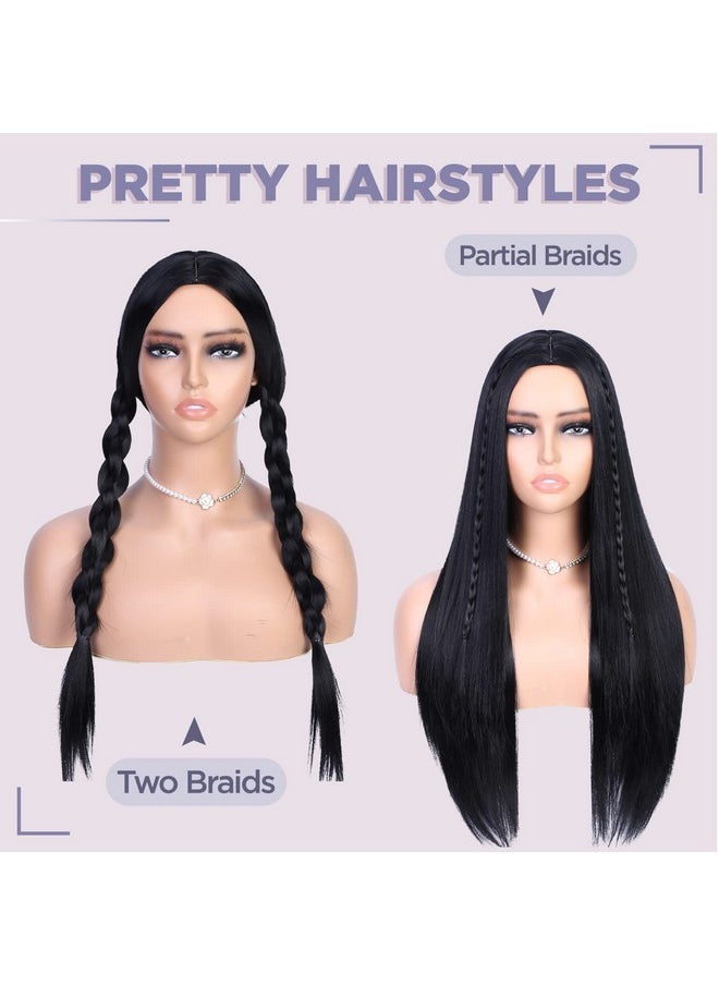 quickwig - Quick Wig Long Straight Wig Black Wigs For Women And Girls Middle Part Natural Hairline Long Synthetic Full Wig For Daily Party Costume Use - Image 1
