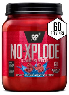 BSN NO XPLODE Legendary Pre Workout Powder with Creatine and Beta-Alanine Blue Raz 60 Servings  - Image 1