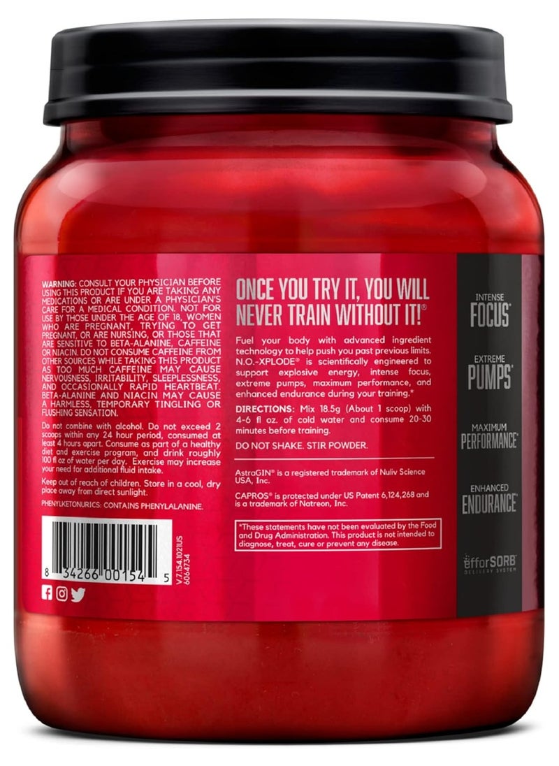 BSN - NO XPLODE Legendary Pre Workout Powder with Creatine and Beta-Alanine Blue Raz 60 Servings - Image 1