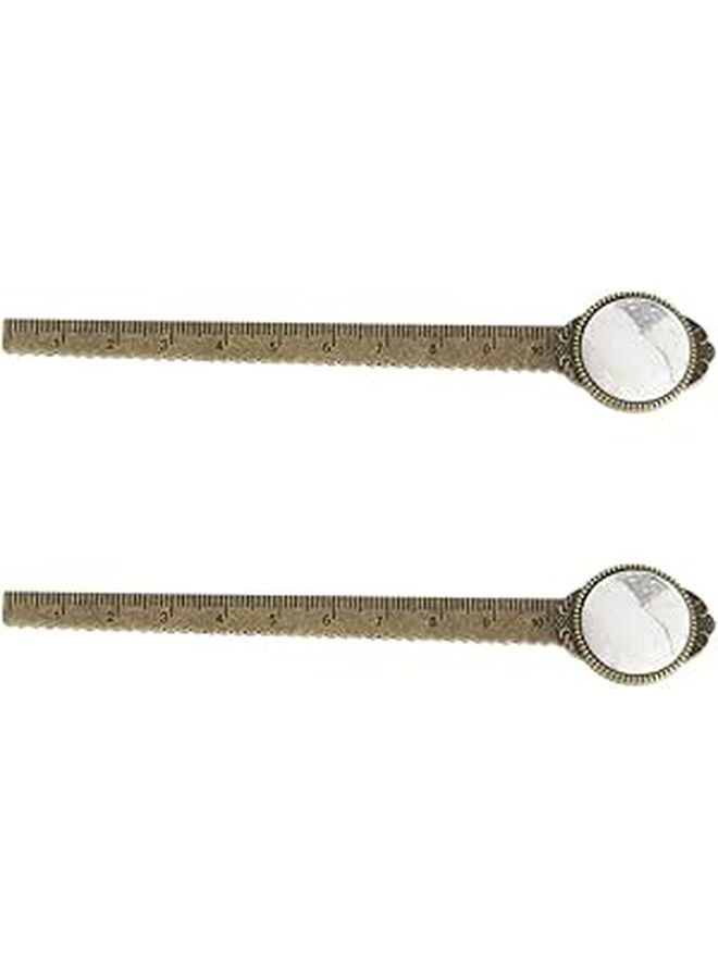 2Pcs Alloy Ruler Gemstone Bookmarks Natural Turquoise Crystal Metal Book Markers for Students - Image 1