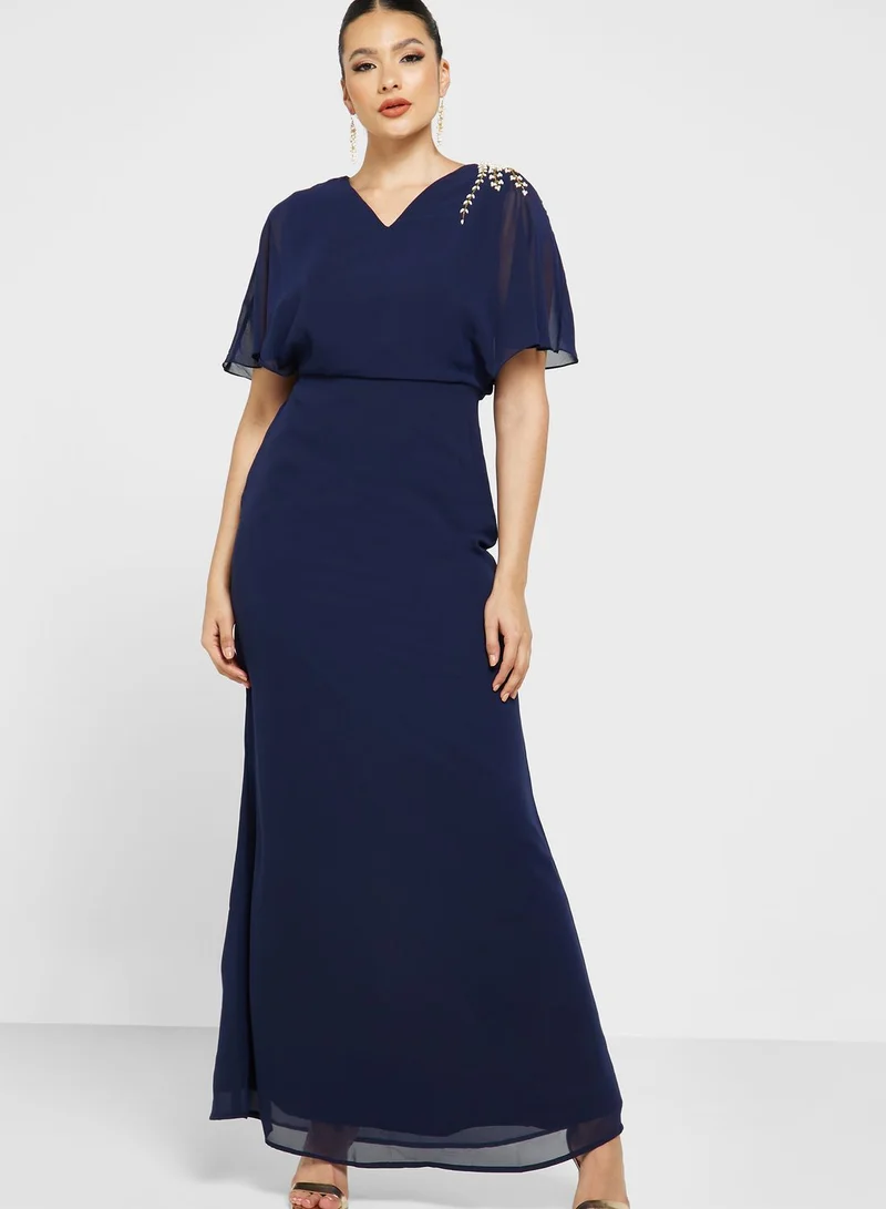 Khizana Flouncy Sleeve Embellished Dress