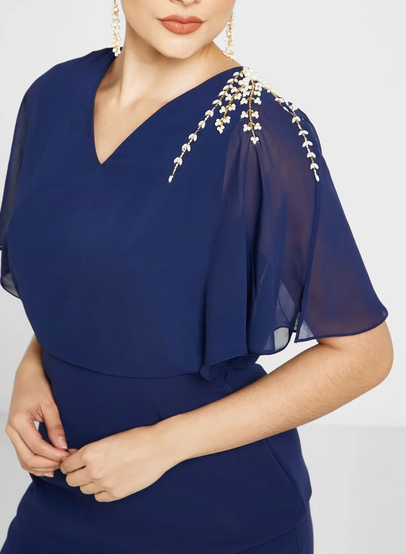 Khizana Flouncy Sleeve Embellished Dress