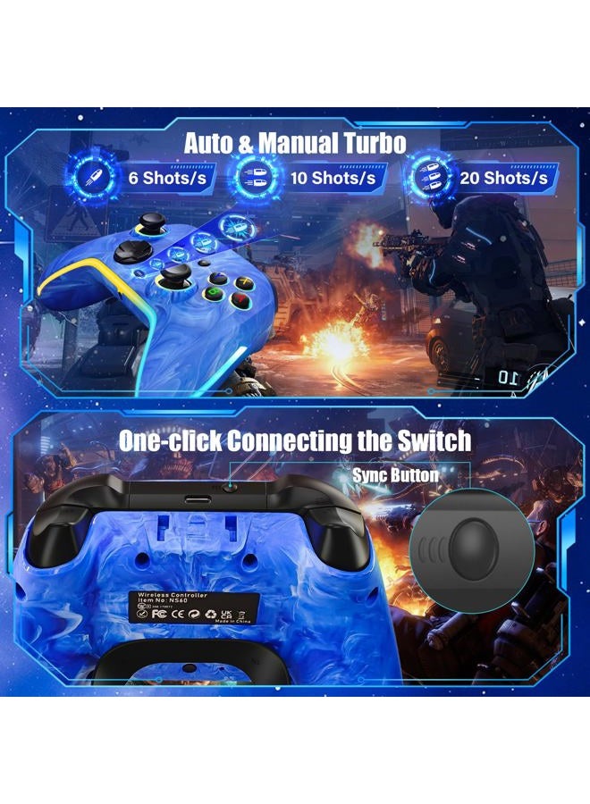 JAVRUNWOF Switch Controller, Wireless Switch Pro Controller Compatible with Nitendo Switch/Lite/OLED, 1200mAh Rechargeable Pro Switch Controller Remote Gamepad with 10 RGB Light,6-Axis Gyro,Turbo,Wake Up,Motion - Image 4