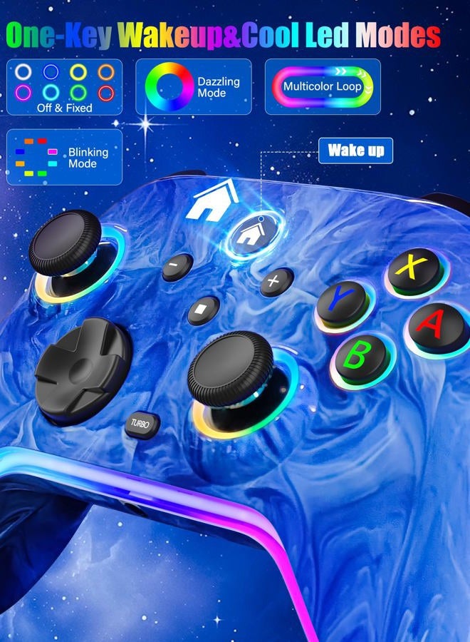 JAVRUNWOF Switch Controller, Wireless Switch Pro Controller Compatible with Nitendo Switch/Lite/OLED, 1200mAh Rechargeable Pro Switch Controller Remote Gamepad with 10 RGB Light,6-Axis Gyro,Turbo,Wake Up,Motion - Image 2