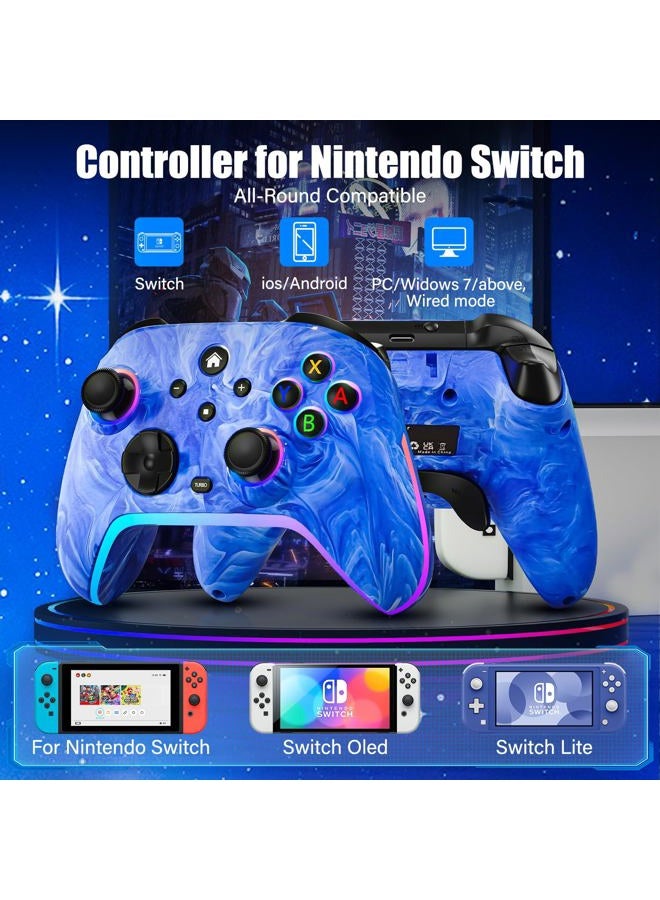 JAVRUNWOF Switch Controller, Wireless Switch Pro Controller Compatible with Nitendo Switch/Lite/OLED, 1200mAh Rechargeable Pro Switch Controller Remote Gamepad with 10 RGB Light,6-Axis Gyro,Turbo,Wake Up,Motion - Image 3