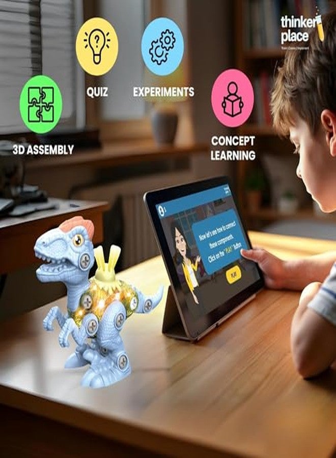 ThinkerPlace DIY Sliding Dinosaur Kit Velociraptor with Light & Sound | Learn About Fossils | Take Apart Dinosaur Toys | Build, Play & Learn | Toy for Kids Age 4+ | Science & Learning Toy - Image 3