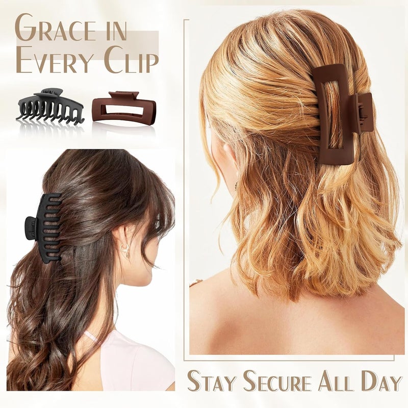 TOCESS Big Claw Clips for Women & Girls, 8 Pack 4.33 Inch Matte Jumbo Hair Claw Clips, Strong Hold Non-Slip Rectangle Hair Clamps for Thick, Curly, Long or Fine Hair - Image 5