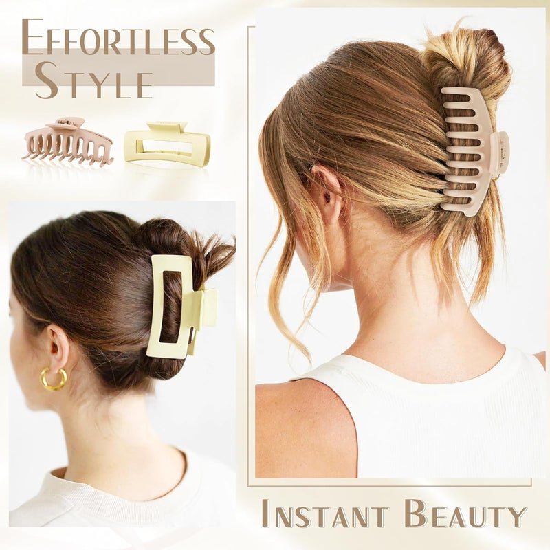 TOCESS Big Claw Clips for Women & Girls, 8 Pack 4.33 Inch Matte Jumbo Hair Claw Clips, Strong Hold Non-Slip Rectangle Hair Clamps for Thick, Curly, Long or Fine Hair - Image 4