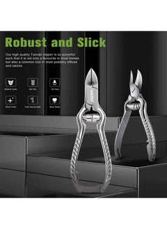 BEZOX Heavy Duty Podiatrist Toenail Clippers For Thick And Ingrown Nails, Stainless Steel Toe Nail Clipper, Pordiatry Ingrwon Toenail Tools - Silver  - Image 2