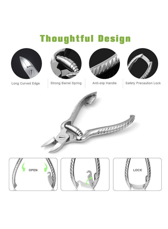 Heavy Duty Podiatrist Toenail Clippers For Thick And Ingrown Nails, Stainless Steel Toe Nail Clipper, Pordiatry Ingrwon Toenail Tools - Silver