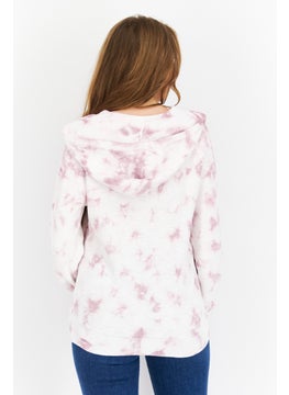 Weatherproof Women Hooded Long Sleeve Tie Dye Sweatshirt, White  - Image 3