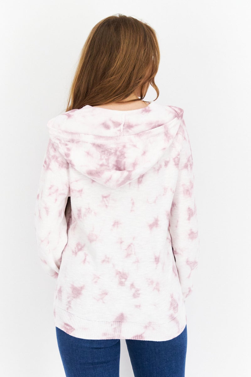 Weatherproof Women Hooded Long Sleeve Tie Dye Sweatshirt, White - Image 3